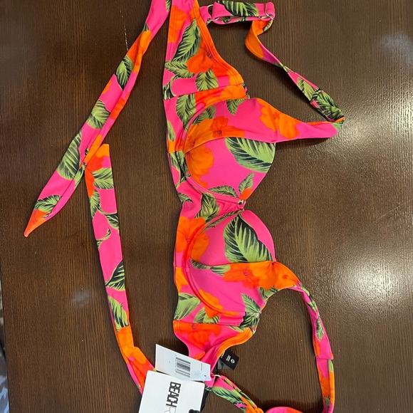 NWT Beach Riot Hibiscus Bikini Sz S Highway Bottom Paulina Top Floral Tropical - Picture 12 of 16